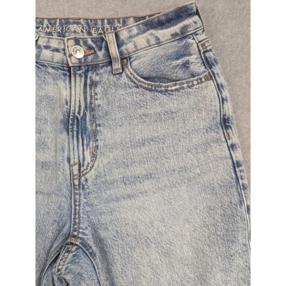 American Eagle Jeans Womens Size 6 Blue Mom Straight Distressed Whiskers Casual - Picture 3 of 16